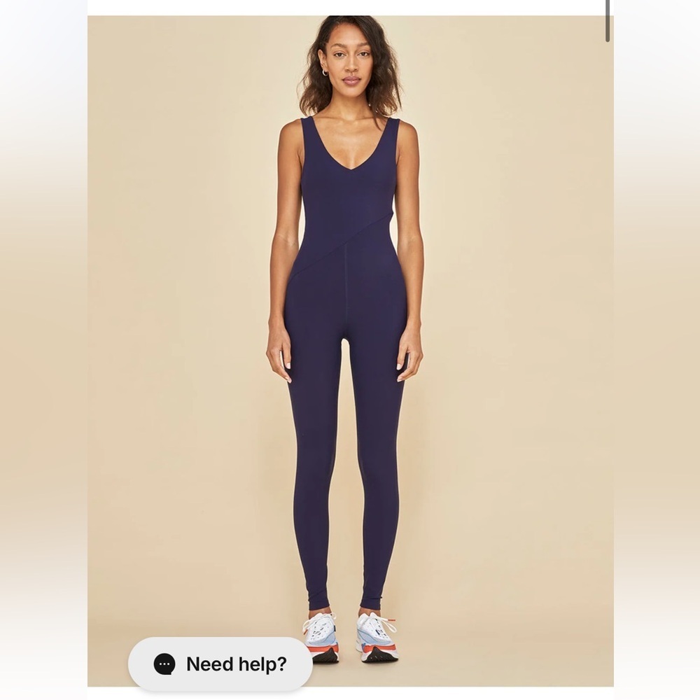 Carbon38 V-Neck Jumpsuit in Melt yoga Pilates blue